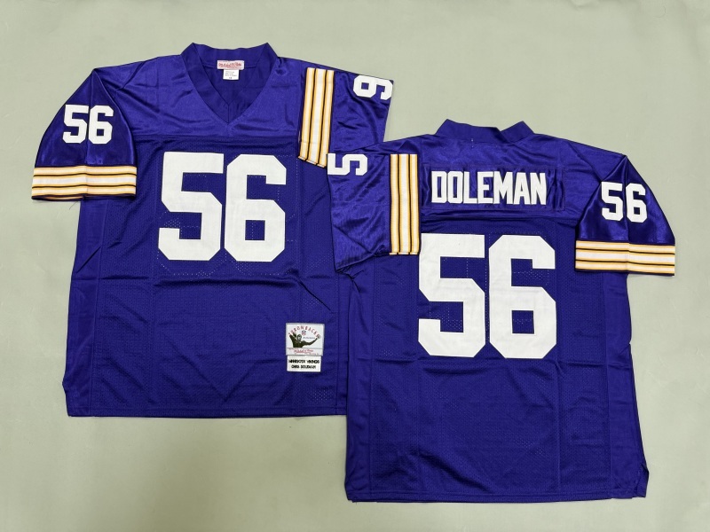 Men 2025 Minnesota Vikings #56 Doleman purple Throwback Limited NFL Jersey style 001